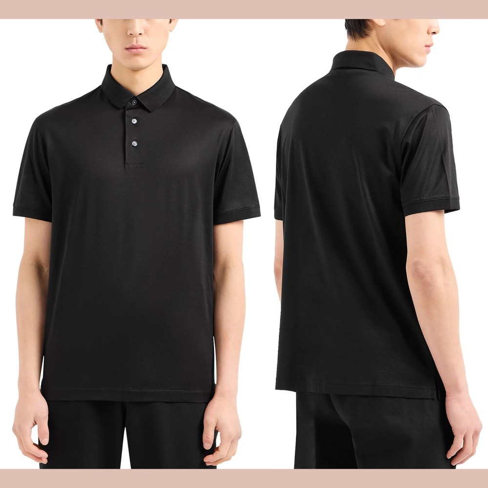 NWT $225 Emporio Armani [ XL ] Short Sleeve Polo Shirt in‎ Black #U1423